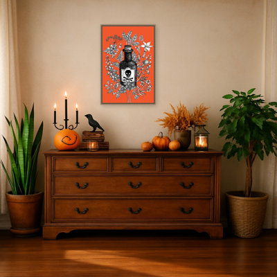 «Skull Botanical Halloween» par Yevheniia Lytvynovych, reproduction d'art sur toile encadrée