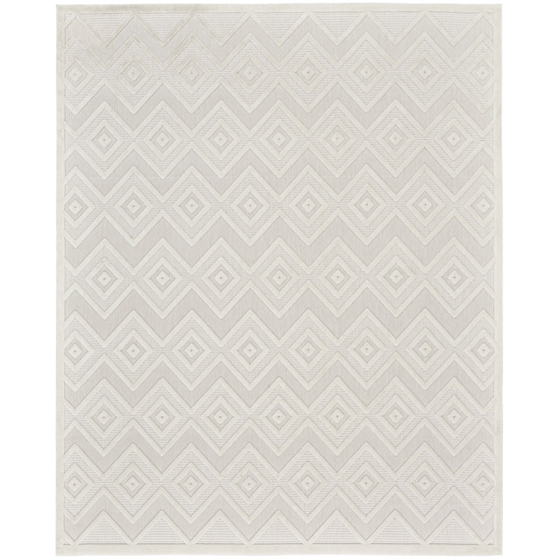 Foundry Select Versatile Diamond Ivory/White Indoor/Outdoor Area Rug, Rectangle 8' x 10'