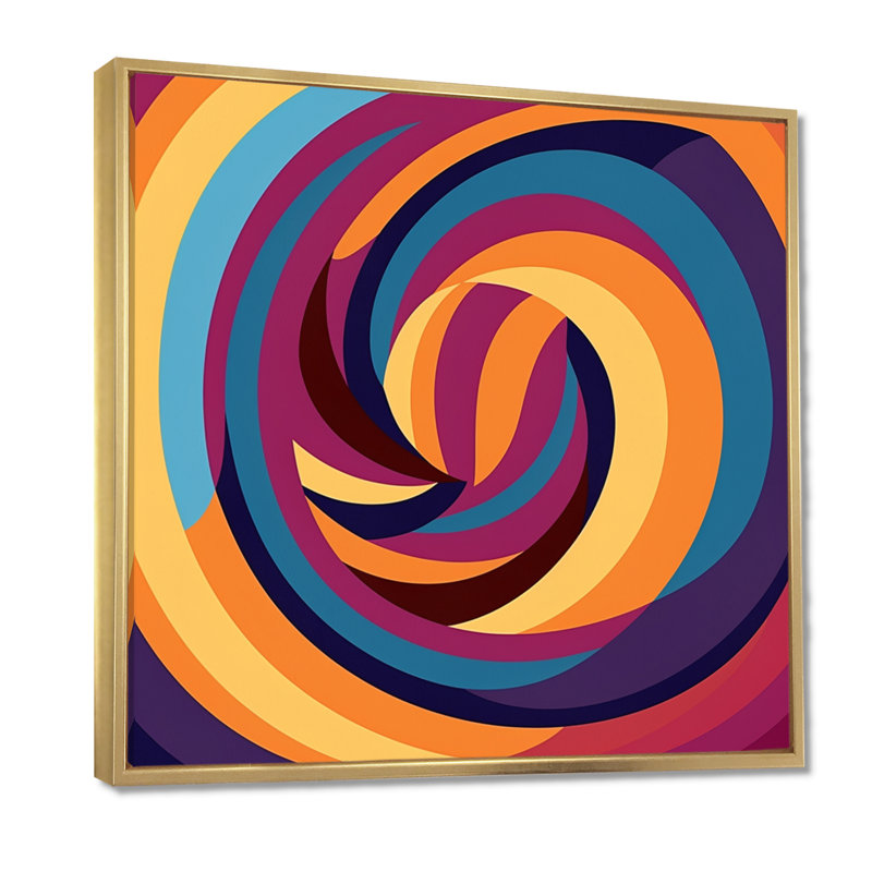 Rétro portail tourbillonnant - salon abstrait en spirale, Cadre flottant doré, H 30 po x l 30 po x P 1 po