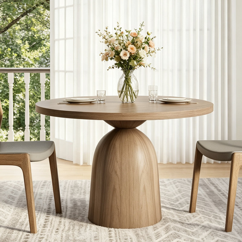 Table de salle à manger moderne en bois massif Amberly, H 29,52 po x L 43,31 po x l 43,31 po