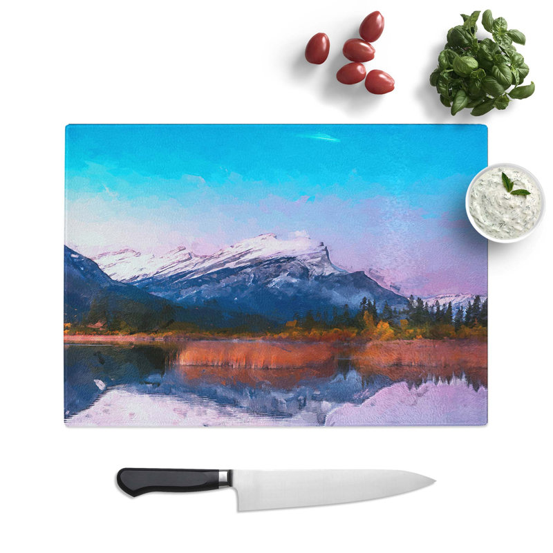 Tempered Glass Vermillion Lakes in Banff Canada in Abstract Chopping Board, 28.5 cm W x 20 cm L