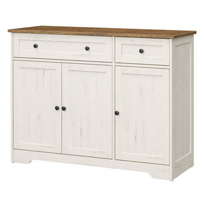 Buffet Farmhouse avec 2 tiroirs, tablettes réglables et 3 portes