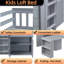 Lit mezzanine 3-en-1 fonctionnel pour enfants avec bureau coulissant et armoire de rangement-1219905764
