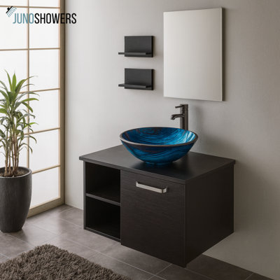 Chieti Bracilia Tempered Glass Vessel Sink with Oil Rubbed Bronze Faucet and Pop-Up Drain