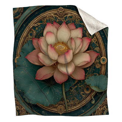 Intricate Lotus Illustration Blankets