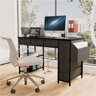 47" Computer Desk with 7 Drawers, Extra Large Side Pocket, and Power Outlets – Ideal for Home Office, Study, or Gaming