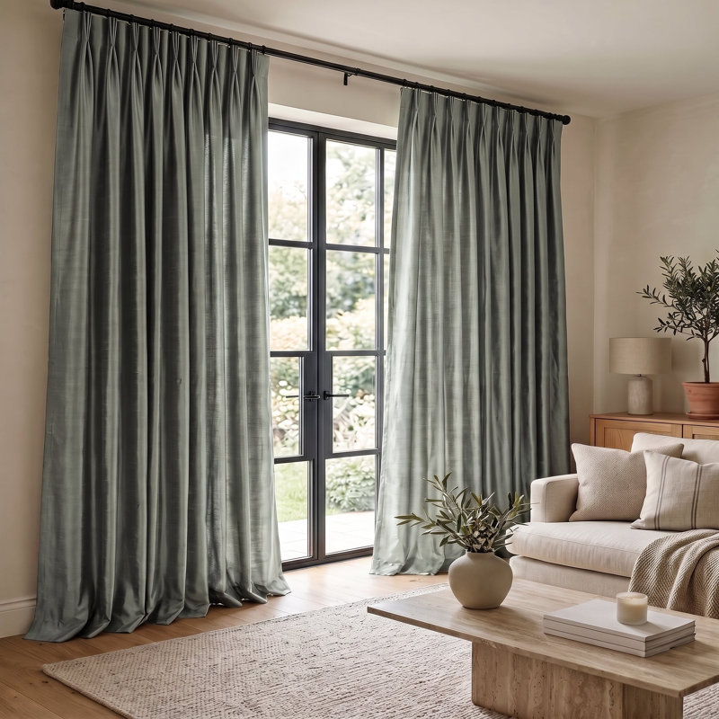 Rideau en soie Thorndike, verre de mer, 108 po, L 50 po x L 108 po