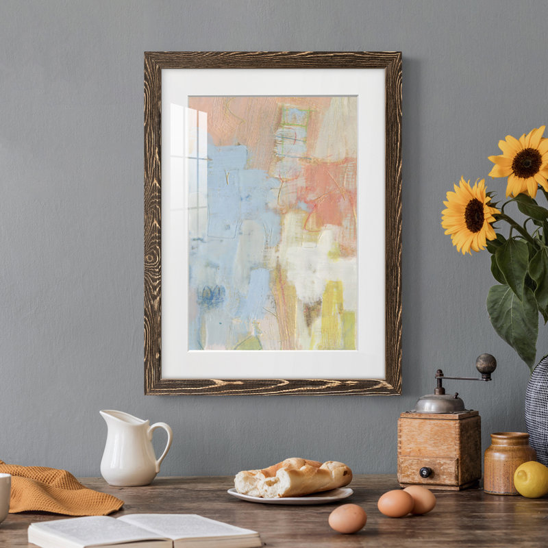 Cully I - peinture encadrée, Encadré de bois de noyer, H 43,5 po x l 31,5 po x P 1 po