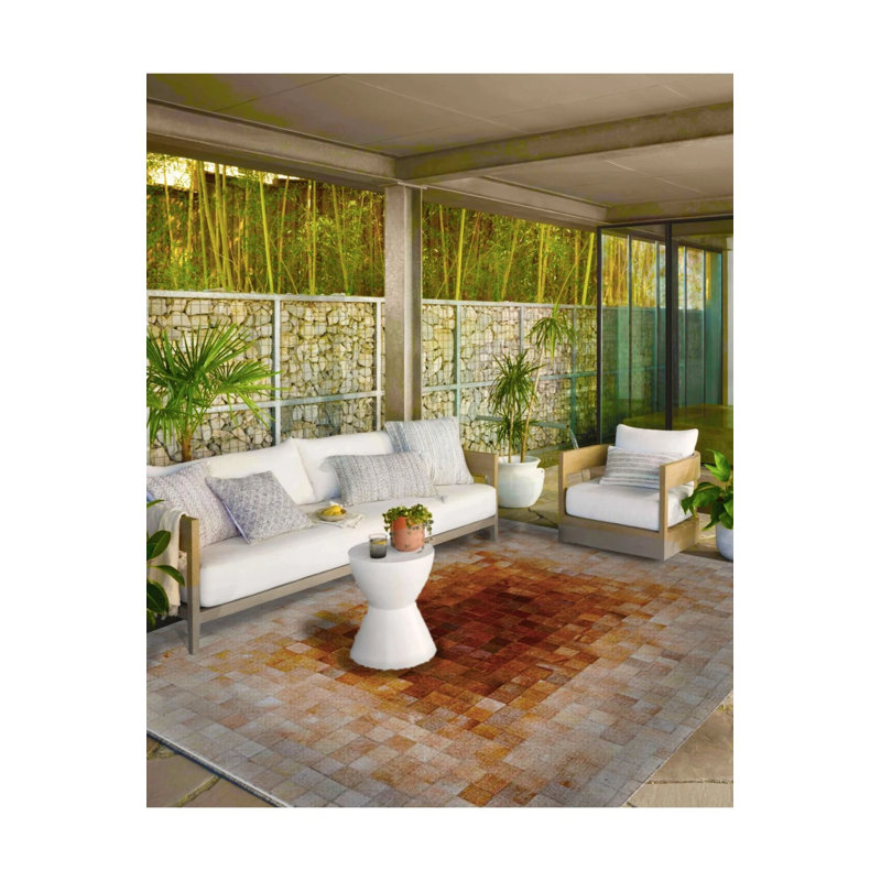 Kari Brown Themed Woven Base Carpet And Washable Carpet, Rectangle 2'4" x 4'