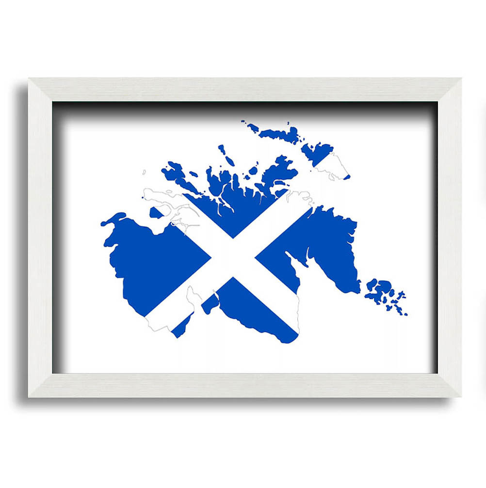 Gerahmtes Leinwandbild Scottish Flag Over Map 1