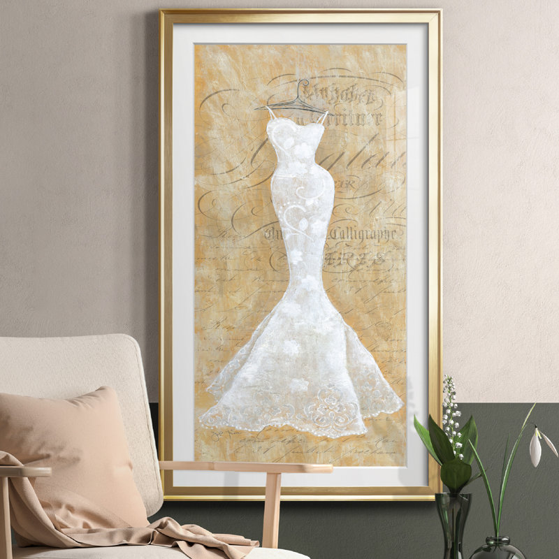 «Silver Wedding IV» - Peinture encadrée, H 14,5 po x l 26,5 po x P 1,5 po, Doré