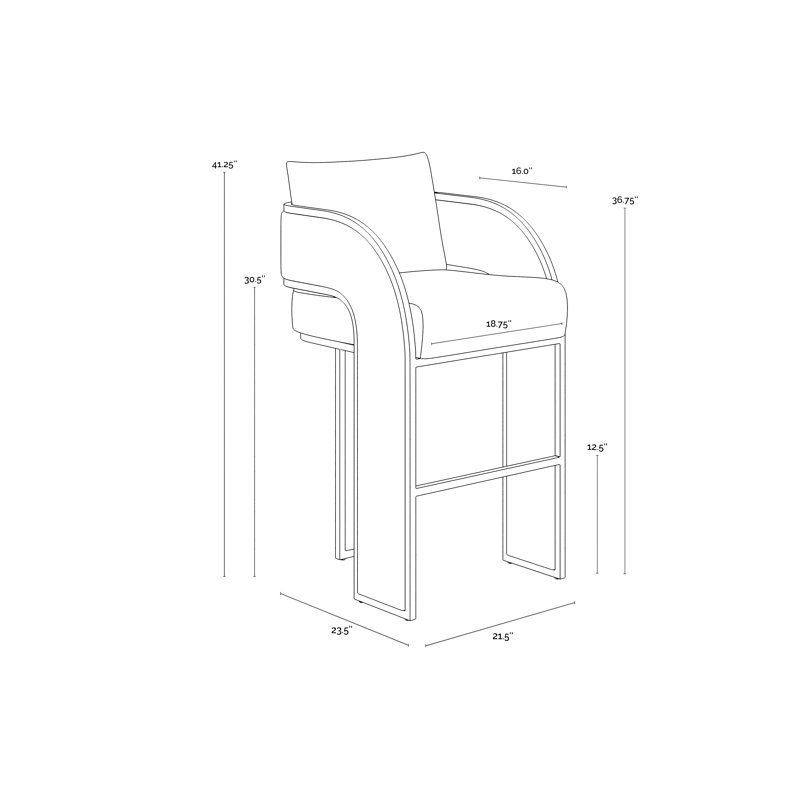BAZ Upholstered Stool, Bar Stool (30” Seat Height), Beige