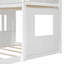 Lit de ferme de style ferme en bois massif blanc simple, simple au-dessus de double pour chambre d'enfant avec échelle intégrée et garde-corps
