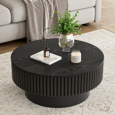 Round Drum Coffee Table with Storage