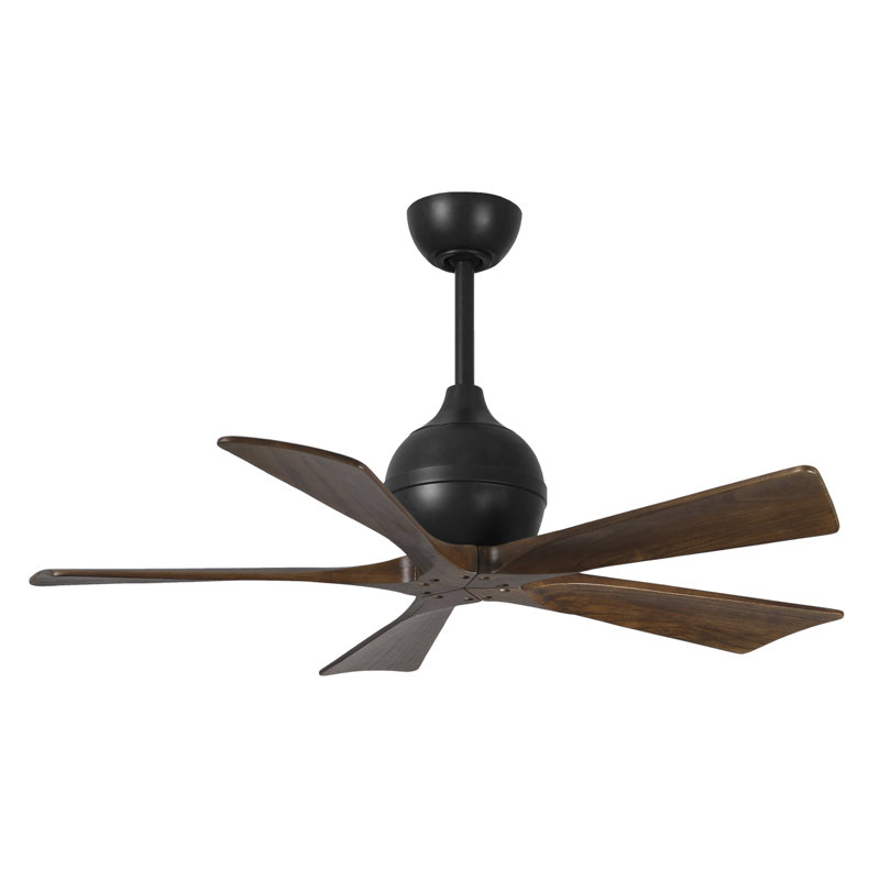 Ventilateur de plafond standard à 5 pales avec télécommande, 42", Noir mat, Noyer