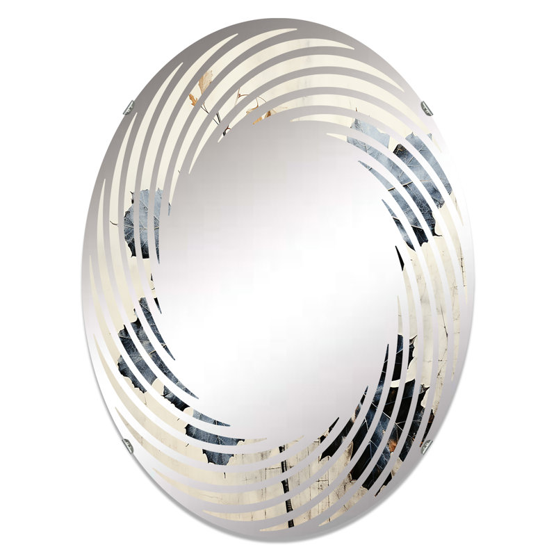 Minimaliste feuilles de granit - Miroir mural en spirale - MIR114748-Ovale, L 20 po x H 30 po