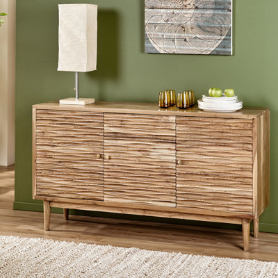 Buffet en bois naturel - Armoire à 3 portes pour une maison organisée dans une finition et un style élégants