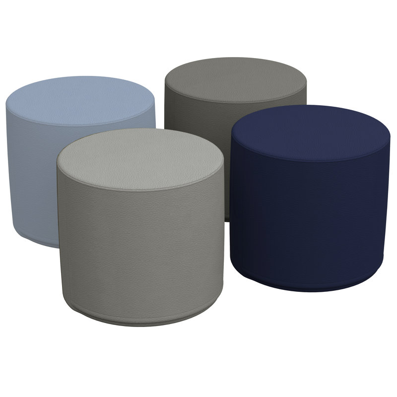 Repose-pieds rond 18 po SoftScape, Bleu marine / bleu poudre, H 12 po x l 18 po x P 18 po