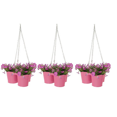 Enameled Galvanized Steel Triple Hanging Planter