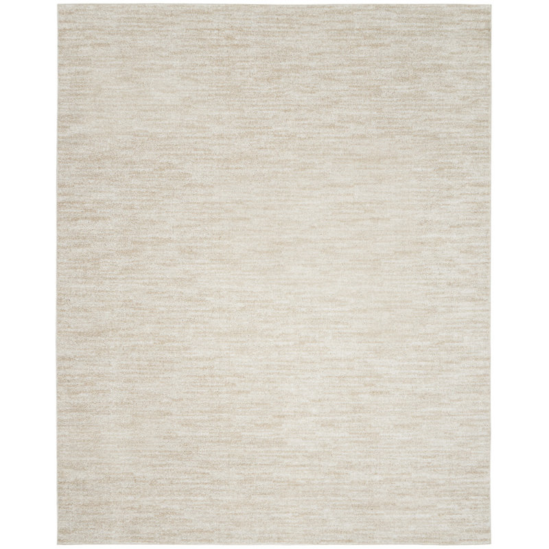 Mullican Sandy Solid Ivory/Beige Easy Care Indoor/Outdoor Area Rug, Rectangle 7' x 10'