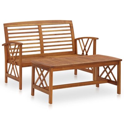 Patio Furniture Set 2 Piece Bench Seat with Table Solid Acacia Wood -  Red Barrel Studio®, C87C6BDAE0334ECCBE1C1CD344011BD8
