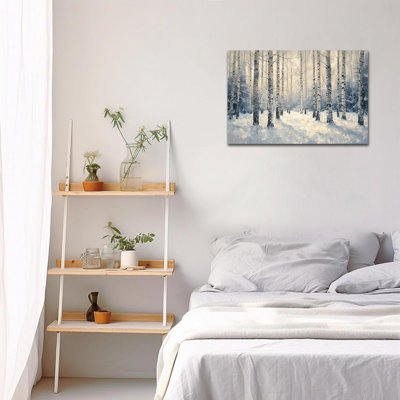 «Winter Birch Forest», reproduction d'art sur toile avec scène de bouleau serein avec bouleaux