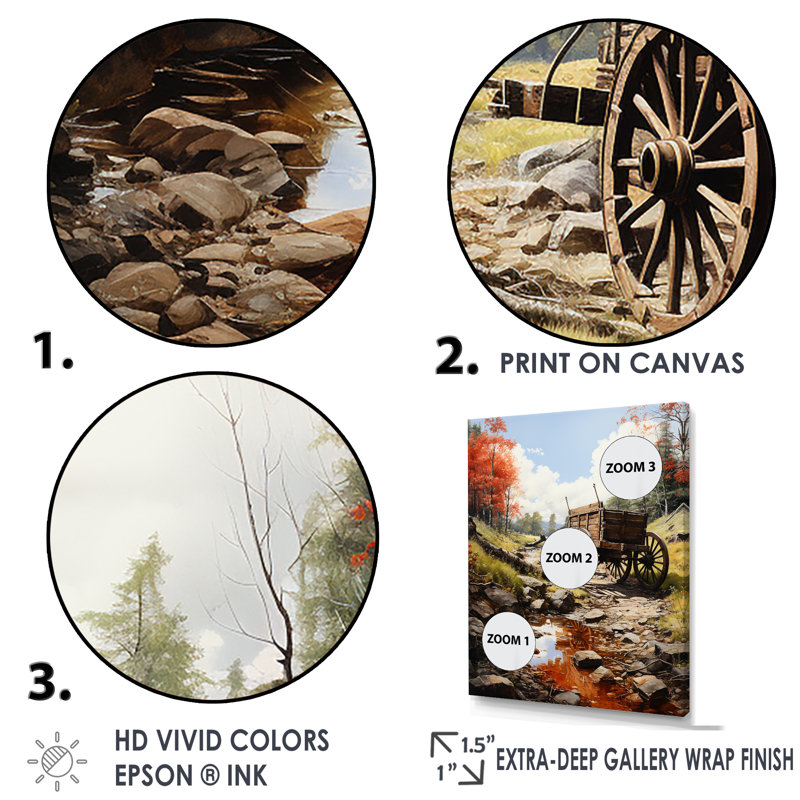 " Rustic Red Us Carriage Cart ", Gold Single Picture Framed, 32" H x 24" W x 1" D