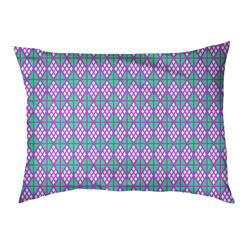 Coussin diamants Byrge, Moyen (L 29,5 po x P19,5 po x H 9,5 po), Pourpre / Vert clair