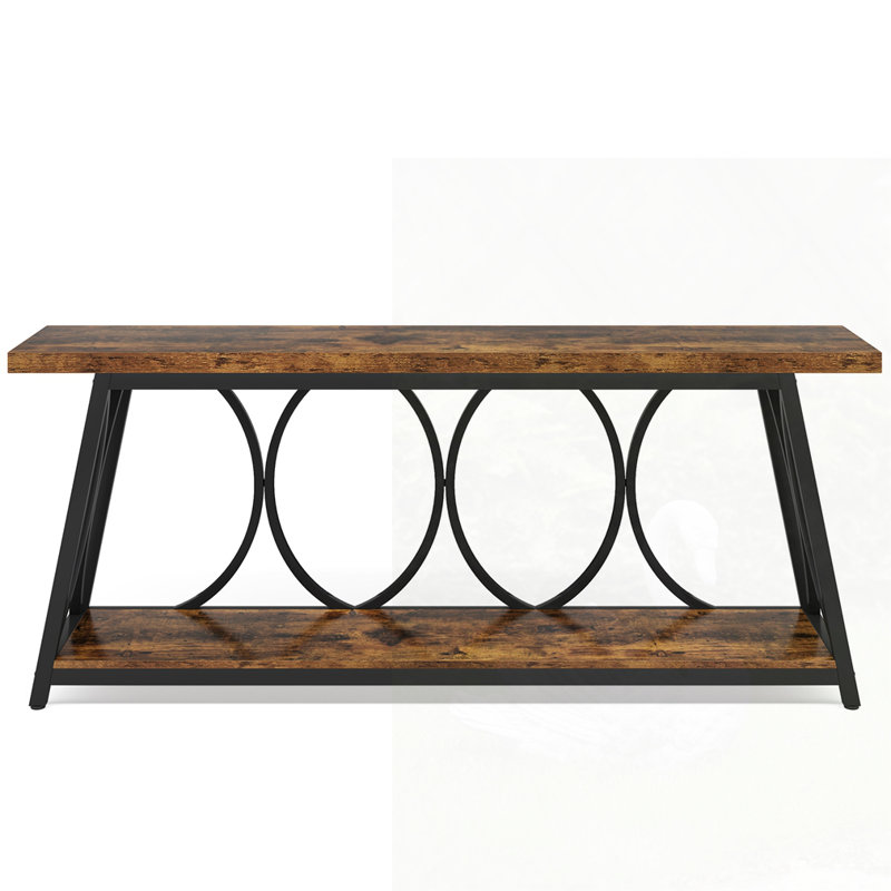 Farmhouse Console Table, Brown, Black