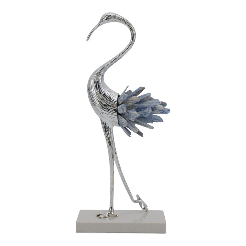 Sagebrook Home 12" Majesty Small Blue Kyanite Stone Metal Bird, 12"H x 6"W x 3.25"D