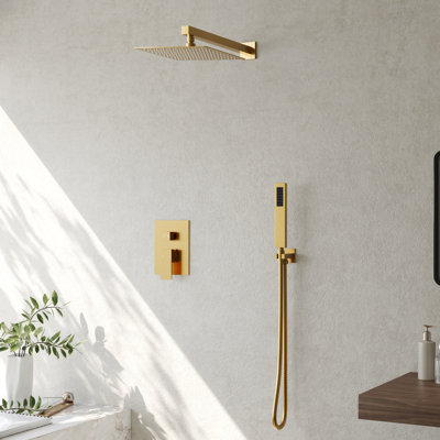  Système de douche à pluie haute pression 10 po, robinet de douche mural avec douchette