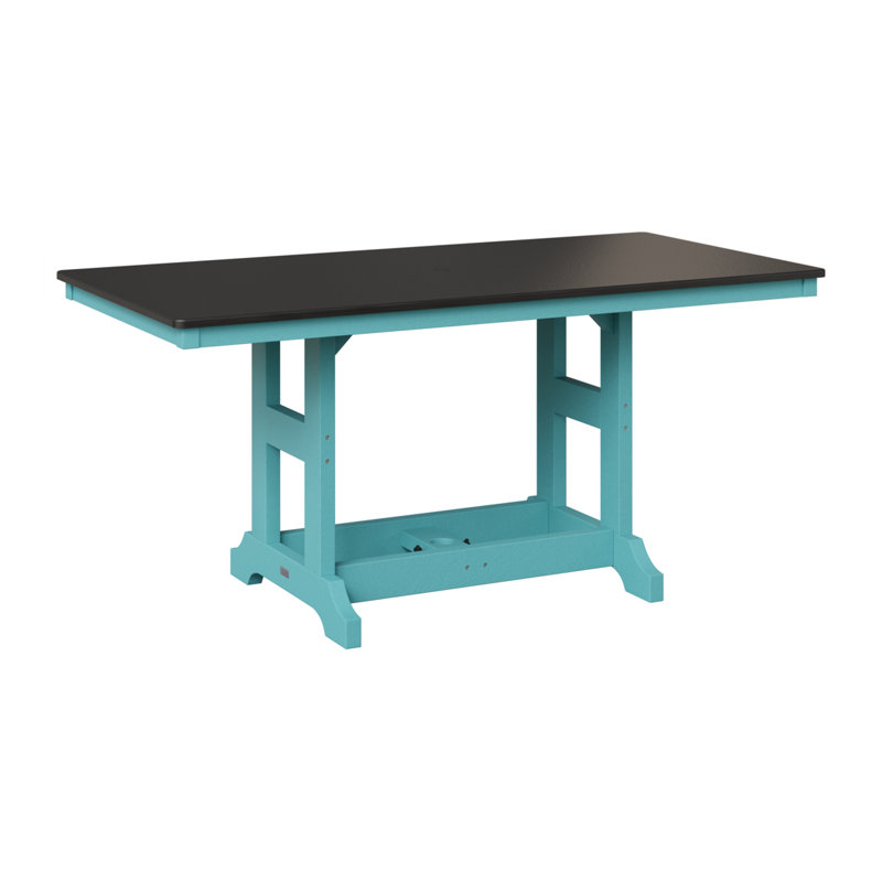 Table de salle à manger rectangulaire Berlin Garden, Bleu Aruba, Noir martelé, H 30,87 po x l 66 po x P 33 po