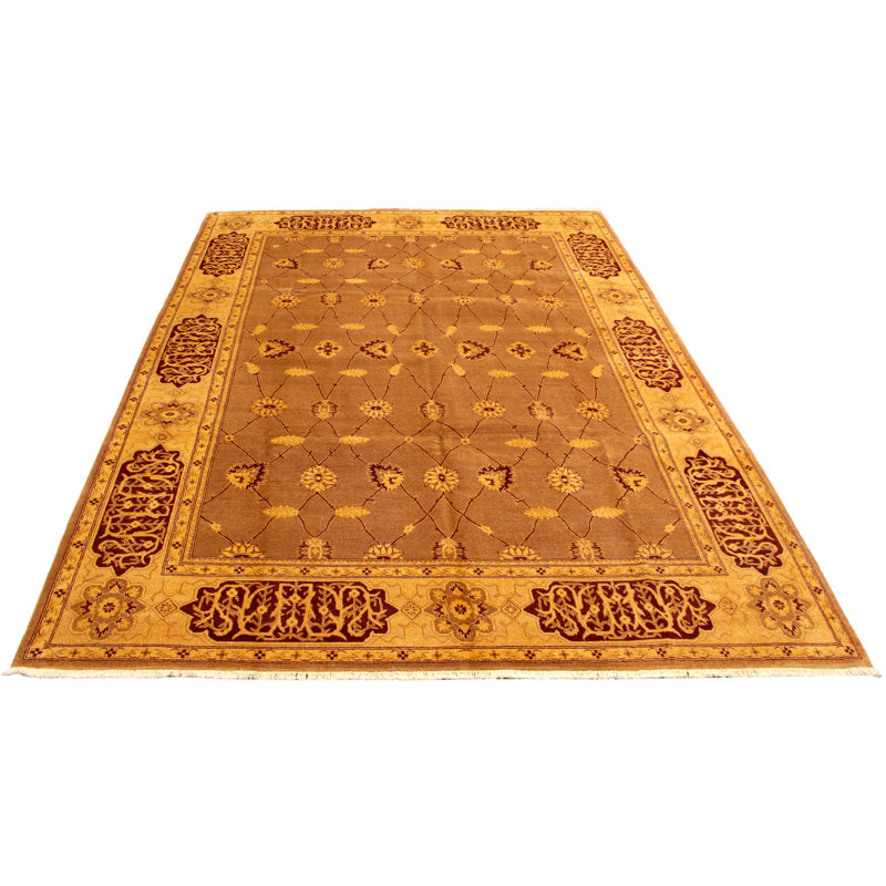 Tapis décoratif en laine de conception unique 9 pi 1 po x 12 pi 1 po noué à la main New Age Chobi