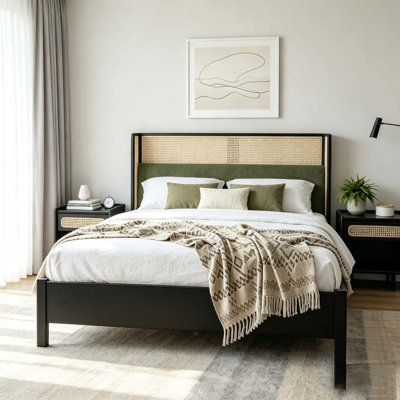 Bed Frame with Green Headboard