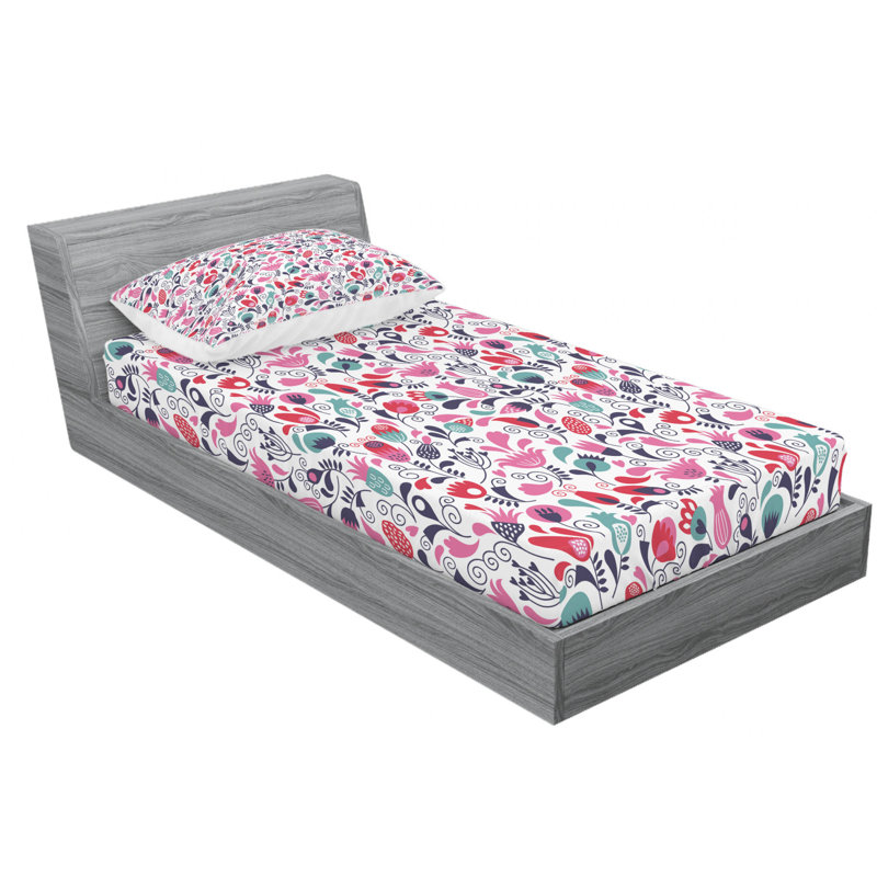 Microfiber Floral Sheet Set, Twin Sheet Set with Fitted Sheet