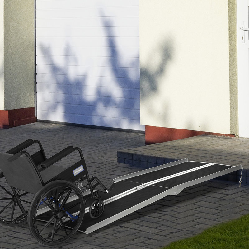 HomCom Metal Foldable 48'' L Threshold Ramp, 1.5" H x 37.8" W x 96" L