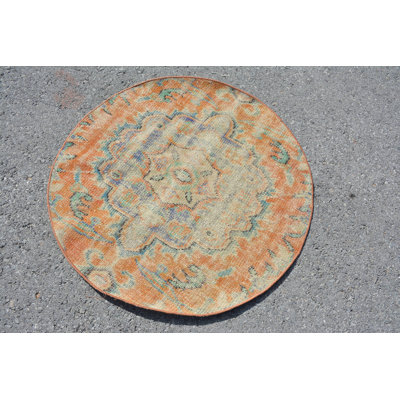 3.2x3.2 ft Small Rugs, Turkish Rugs, Anatolian Rug, Blue Modern Rugs, Wool Rug, Vintage Rug