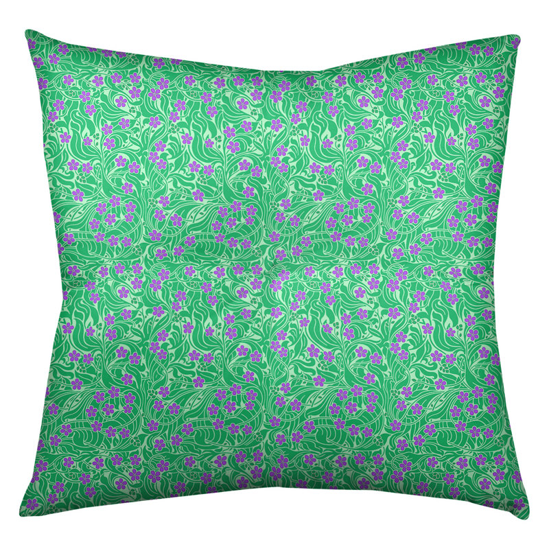 Coussin décoratif floral Katelyn Elizabeth, 26 po x 26 po, Vert / Mauve