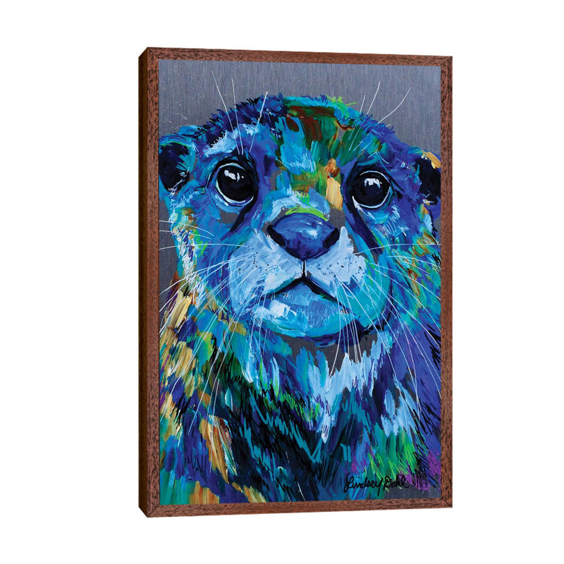 Otter by Lindsey Dahl - Painting on Canvas, 66.04 cm H x 45.72 cm W, Brown Framed