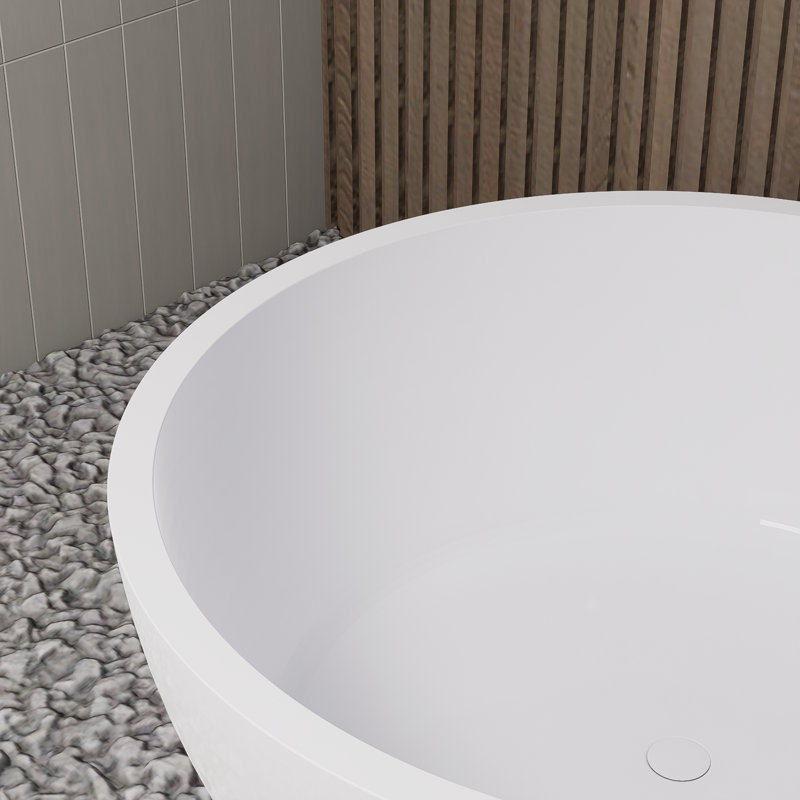Freestanding solid surface bathroom soaking tub