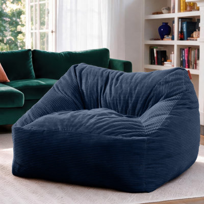 Raven Symoné Nest Bean Bag Armchair – Comfy Deep Seat Soft Lounger for Living Rooms, Dorms, and Reading Corners, Large, Plush Cord, Navy Blue