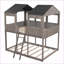 Lit superposé double au-dessus de double avec toit de maison de jeu et amp; Fenêtre - aucun sommier nécessaire, gris antique-586424386
