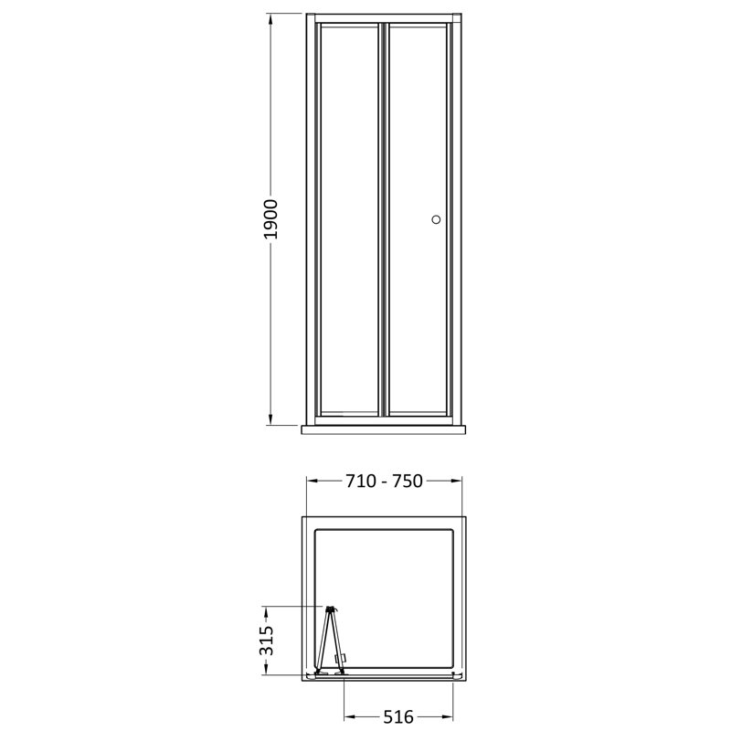Rene 1900 x 760mm Bi-Fold Shower Door, Matt Black