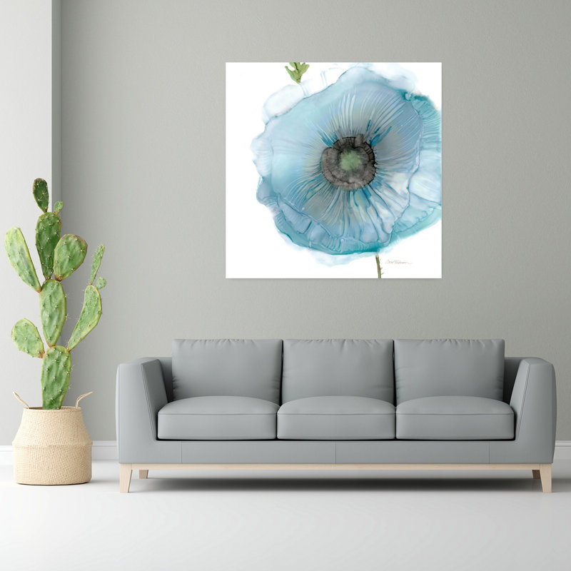 Art mural abstrait irisé bleu coquelicot II, H 48 po x l 48 po