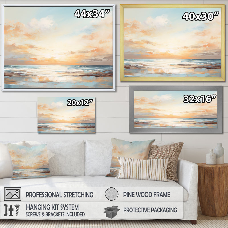 Polanco - plage et océan, reproduction d'art sur toile, H 24 po x l 32 po x P 1 po, Cadre flottant blanc