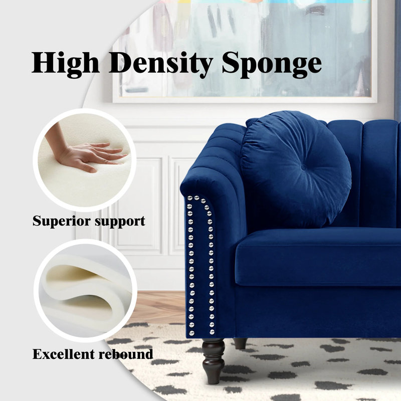 Canapé, fauteuil d'appoint en flanelle avec coussin pour le salon, bleu, Blue