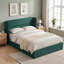 Structure de lit tapissier Annek avec rangement relevable, tête de lit à oreilles de H 40,9 po, lattes de bois et structure en métal, plusieurs tailles et options de tissu disponibles-1542673010-1542829533