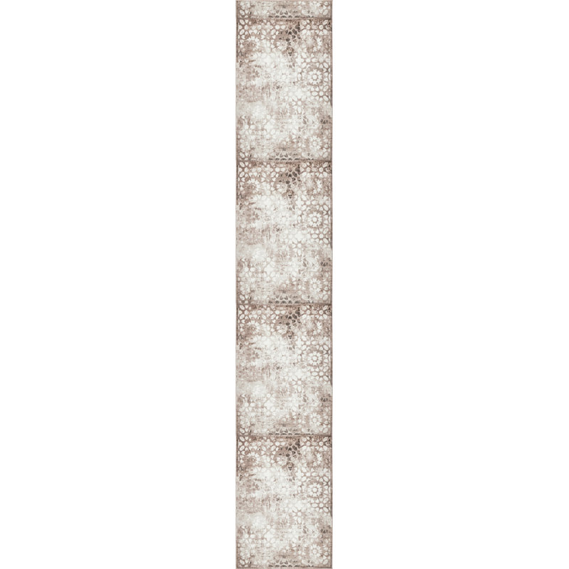 Brandt Floral Area Rug, Runner 2' x 9'10", Brown/Cream
