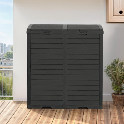 Resin Manual Lift Outdoor Trash & Recycling Bin - 62 Gallons