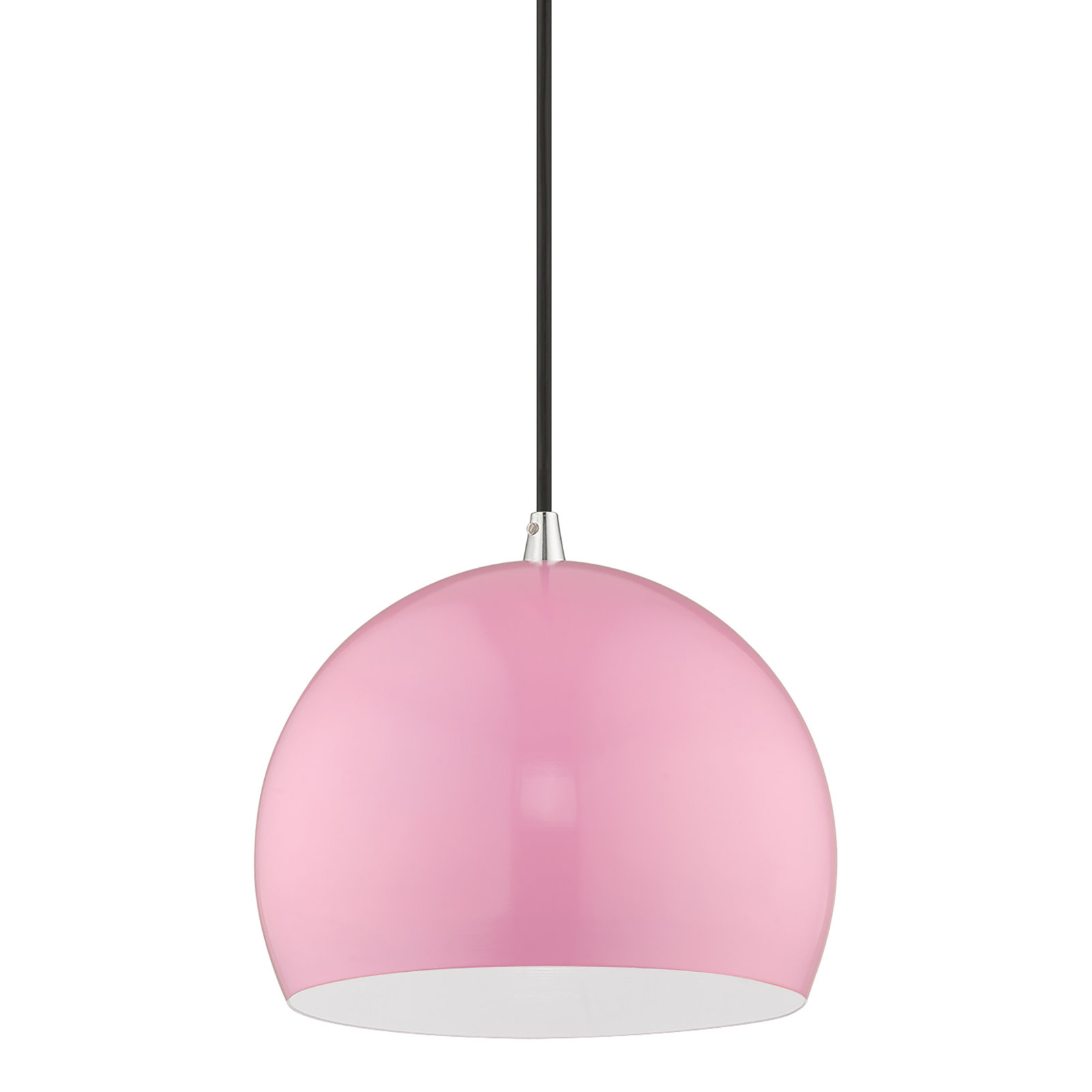 Schultz Dimmable Globe Single Light Pendant, Shiny Pink